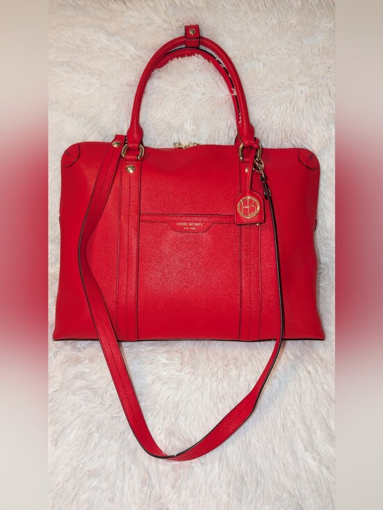 henri bendel Handbags - Henri Bendel West 57th Saffiano Leather Briefcase Laptop Bag Red VGC